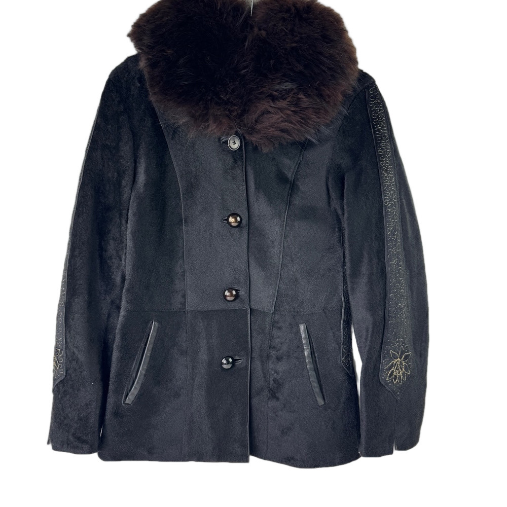 Stella Rossa Gorgeous Italian Lamb Shearling with Gold Embroidery